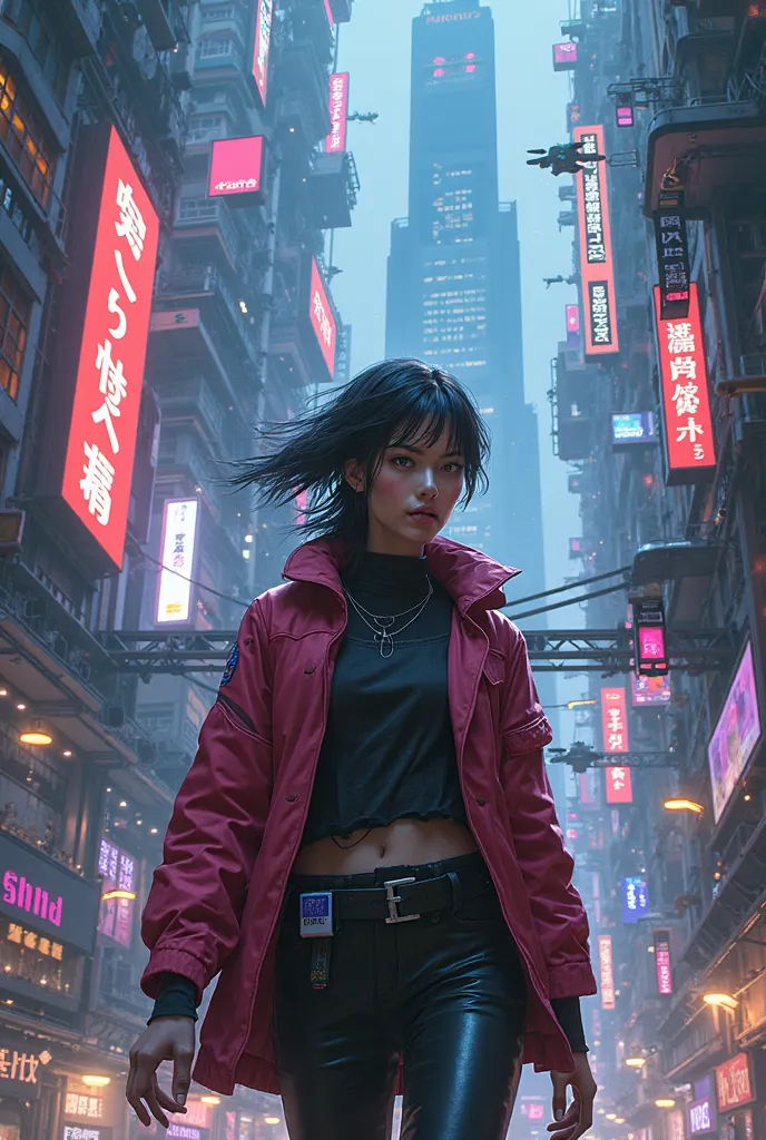  A girl in a cyberpunk world 