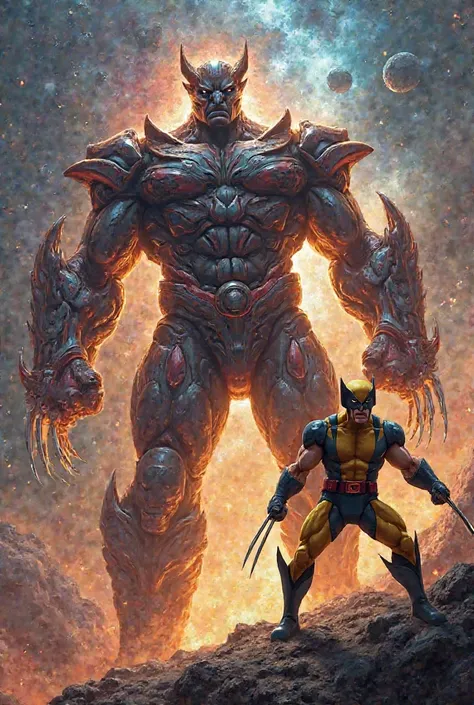 Galactus standing beside wolverine 