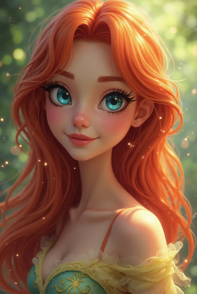 You can take a realistic photo of a girl,yu? She is a bloom (winx). Make her a real person