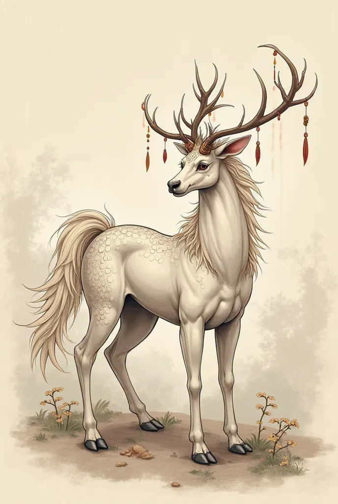 Kirin Illustration,Ancient Hand Drawn Illustration, Simple and Atmospheric 