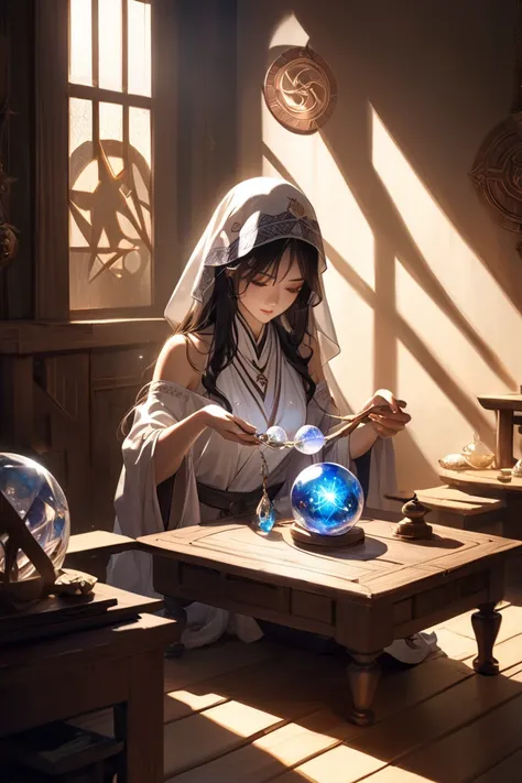 The best image quality of a female fortune teller who uses crystals　Mysterious Atmosphere　Western style　beautiful woman