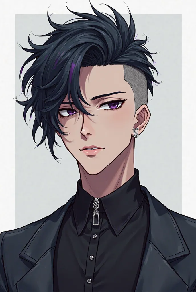 Anime character men
Black hair crop hair style side cut
