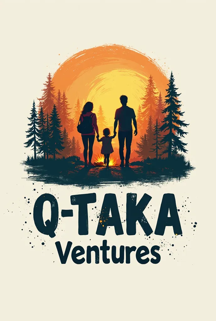 generate an image logo of family background with cooking camping, lifestyle etc "Q-TAKA VENTURES"