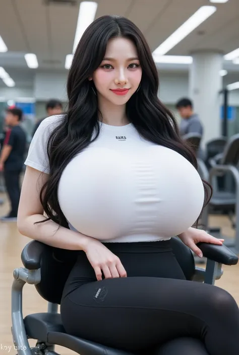 (걸작, top quality: 1.2), alone, (Overfit white tee,  black leggings ), black hair,long wavy hair, long wave hair,Red x} Dragon Female Anthro,(big boobs, huge boobs, 과하게 big boobs, 섹시한 big boobs,  uniform size breasts , extremely wide chest, deep chest), sma...