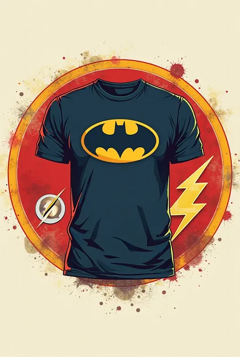 t shirt design in circle for bat man, wonder woman, flash