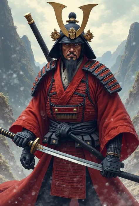 Red anime samurai man