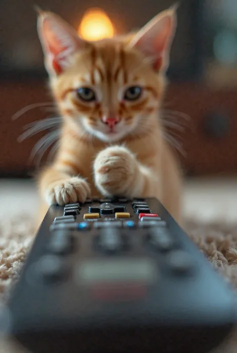 Close-up of the legs of a cat manipulating a remote control, That the whole image is in motion