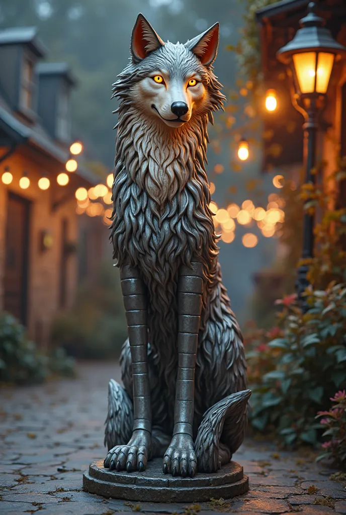 A PRETTY LAMP POST disguised as a wolf

