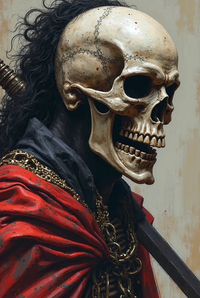 a close up of a person with a sword and a mask on, a detailed painting inspired by yoji shinkawa, Artstation, sots art, undead skeleton king, lolth, high detailed official artwork, in yoji shinkawa's art style, style of yoshitaka amano, joao ruas, bastien ...