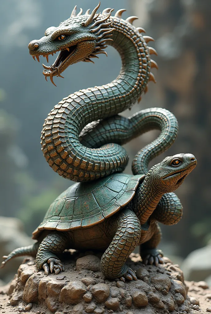 As the mount of Emperor Zhenwu, the Sheng Snake Bagua Turtle sculpture must be murderous