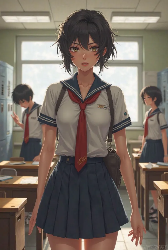 Tomboy girl with big breast 6ft tall school uniform