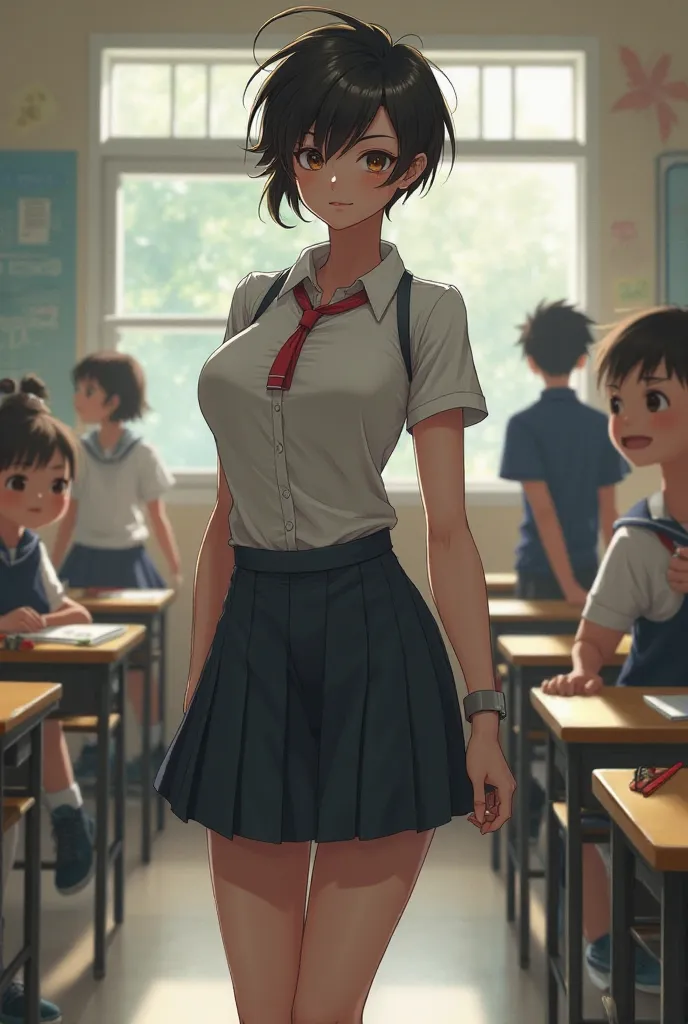 Tomboy girl with big breast 6ft tall school uniform