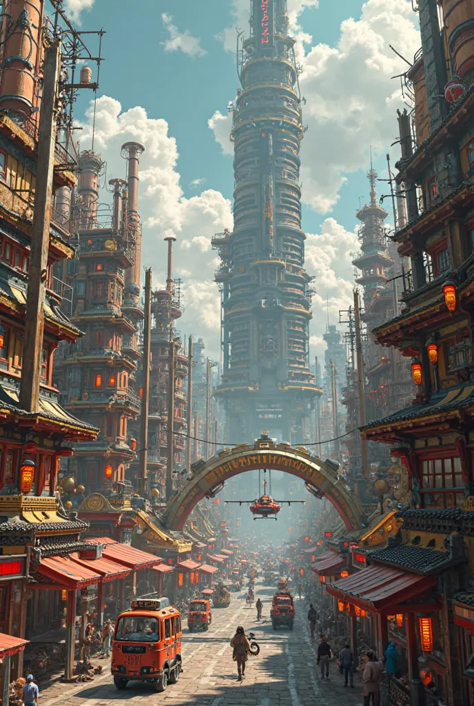 Downtown japan steam punk wallpaper landscape