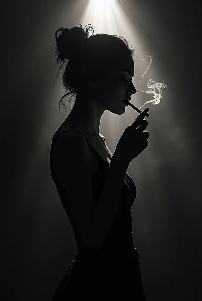 silhouette of a woman smoking