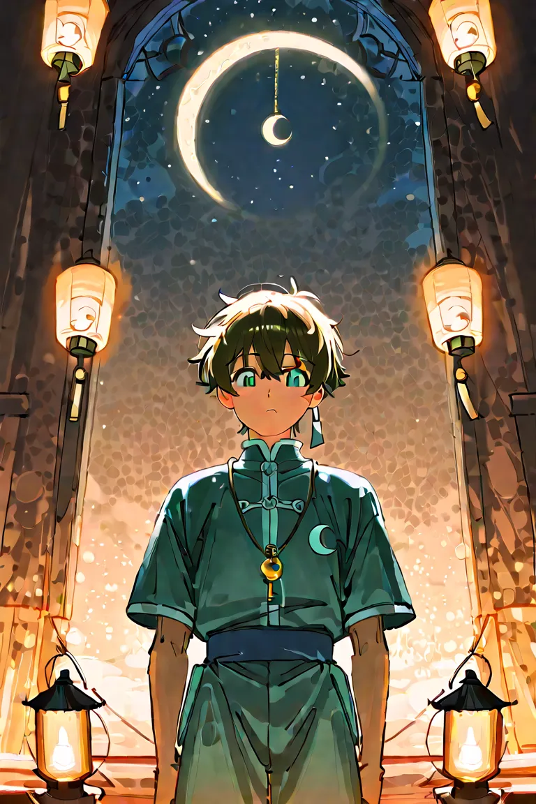 A boy confused between two things and a question mark over his head [Anime]  Ramadan atmosphere 