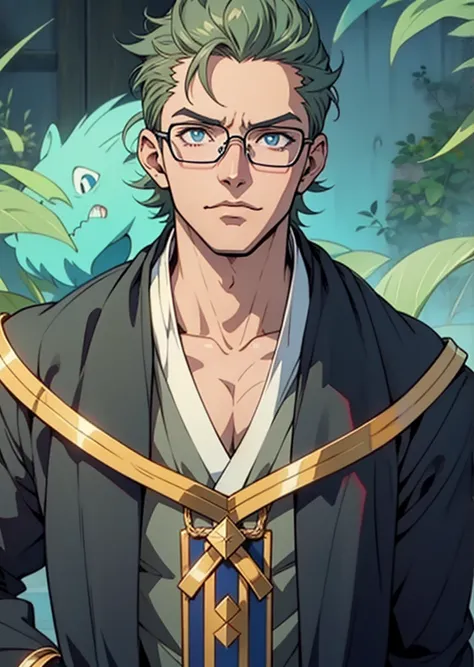 a close up of a man in a black coat and glasses, picture of a male cleric, dressed like a cleric, as an anime character, tall anime guy with blue eyes, male anime character, delicate androgynous prince, in the anime film, handsome guy in demon slayer art, ...