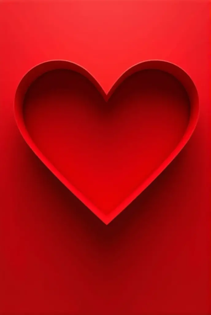 A red picture with a white heart and a small hand drawn on the side of the picture