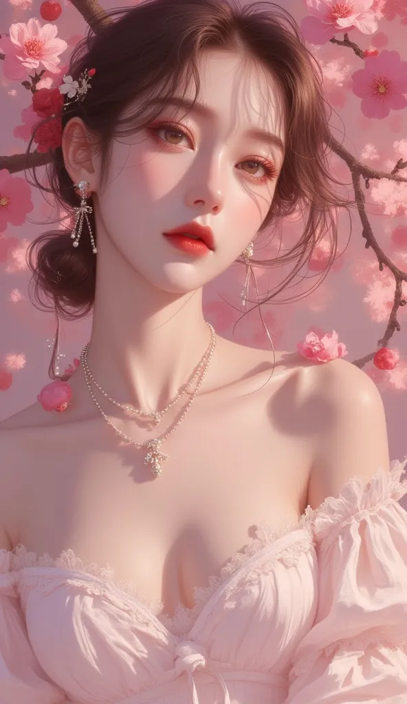 (masterpiece,high quality,Mirror-like,cinematic experience,very well detailed),8k, wallpaper,(By Sakura no Hana and a Woman、Illustration of transience and beauty:2.0),(pink-themed illustration by cherry blossoms and women:2.0),( vector art:2.0)