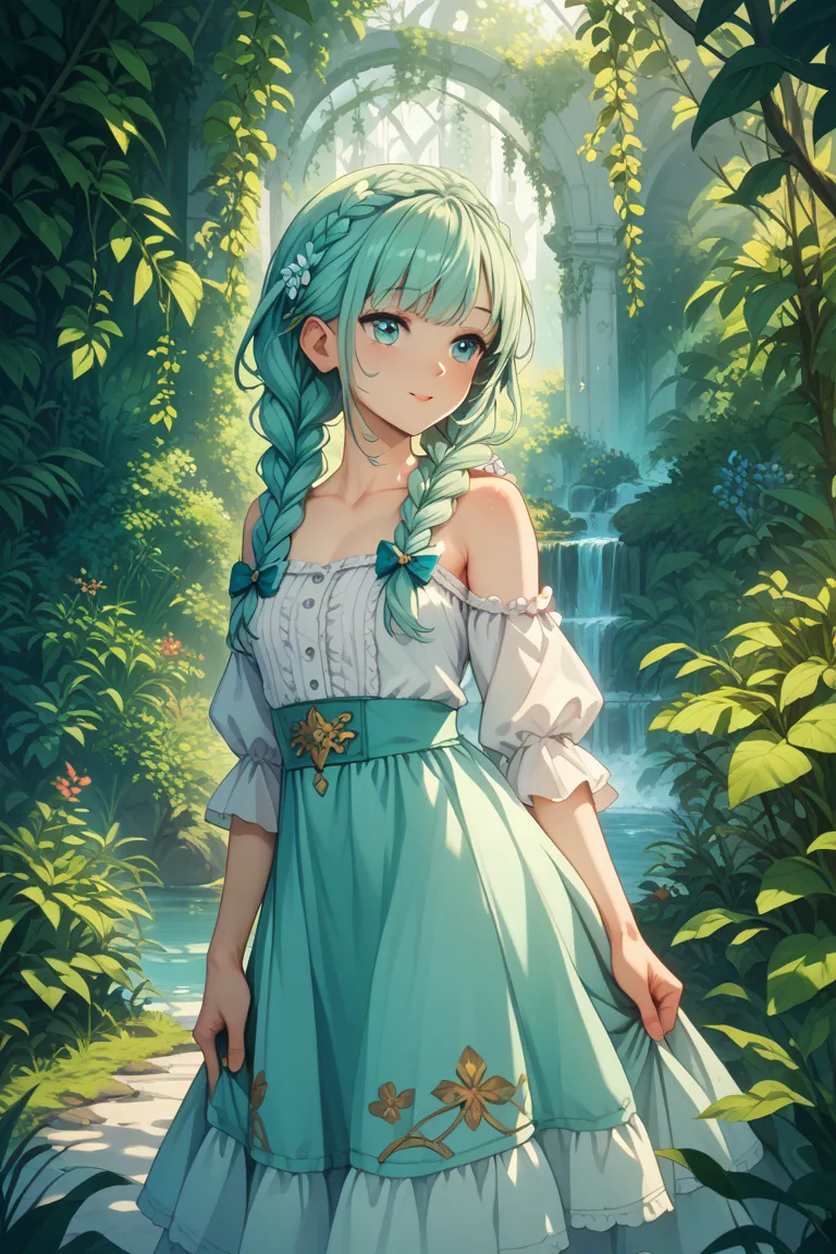 With mint-colored hair color、Write The Girl with the Three Braids！