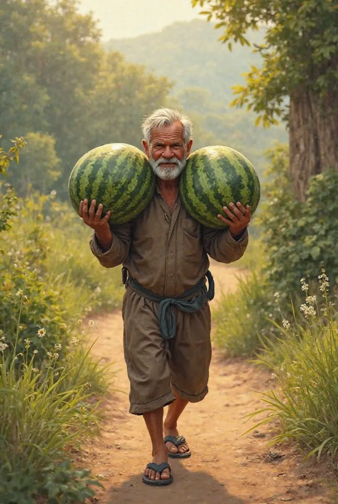 বৃদ্ধ লোকটি তরমুজ নিয়ে যখন উঠে যাচ্ছিল