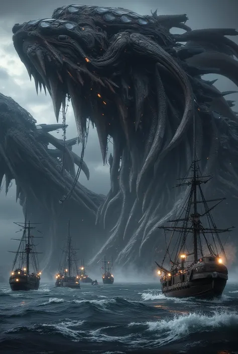 Colossal sea monsters fished by sailors