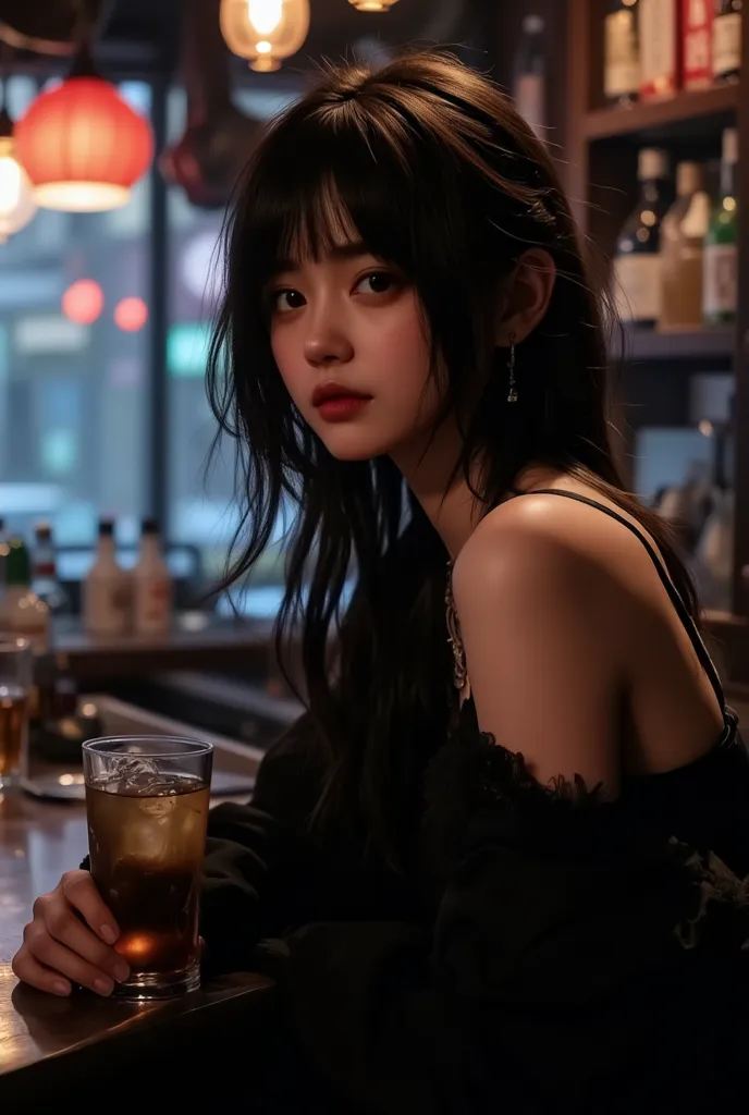 Japanese Female　 beauty　 gal　21 years old　 real 　I'm sitting at the bar