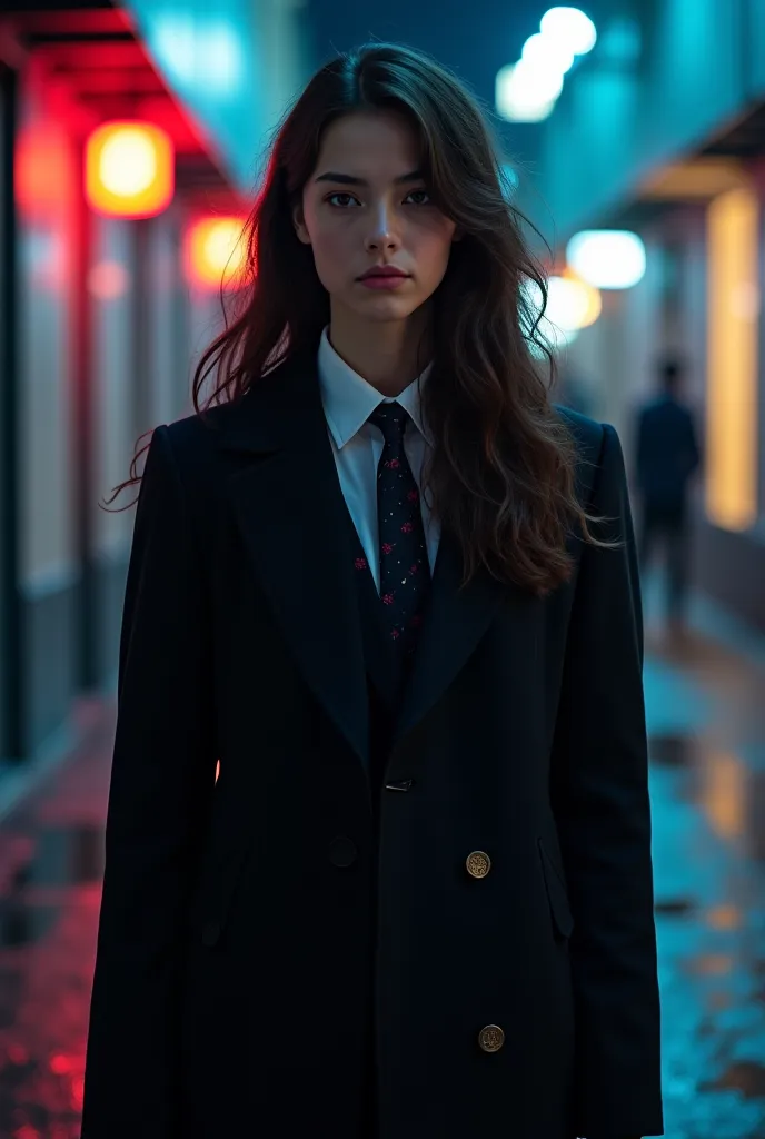 1️⃣ Linizaning Oddiy Hayoti

Prompt (Tasvir Tavsifi):

"A young woman around 18 years old, dressed in a neat school uniform, with long, slightly wavy dark brown hair and deep brown eyes. She has a quiet yet intelligent gaze, exuding an air of innocence but...