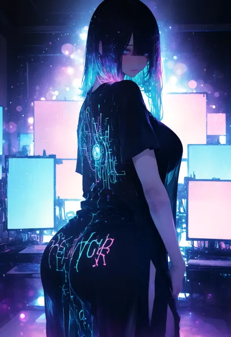 shy girl with big breasts, big ass, Pretty hands, bitch, sensual, Shiny hair,particles,neon,4k, hdr, ultra detailed, studio lighting, physics-based rendering, vibrant colors, bokeh, retrato, dreamer, mysterious, suave, sensual, warm,dress with pelvic fabri...