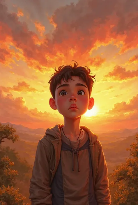 The boy looking at the sunrise with hope in his eyes, ready to take action.