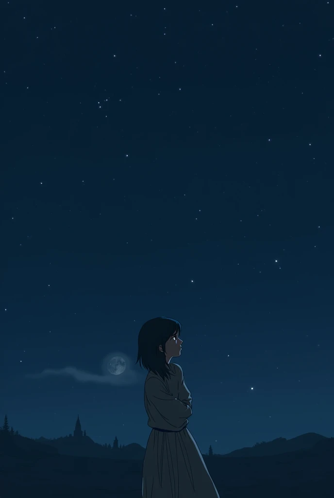 Lonely woman at night