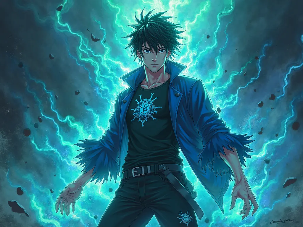 generé une bonne image moi 2 male oc de 18 ans footballeur menaçant charismatic 
ressemble a otoya eita et karasu tabito avec aura bleu et vert surnaturrelle 
de l'anime blue lock 