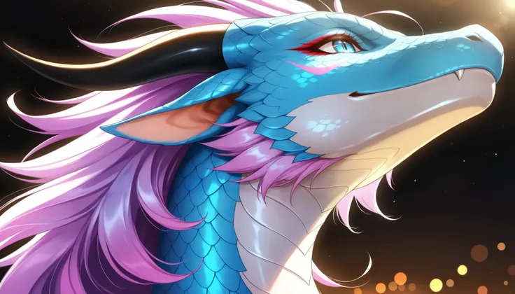 fantasy, dragon , dragon の瞳,美しい dragon ,( dragon の羽, scale,  Eyeliner), portrait,anime style,concept art,Hi-Res,Masterpiece,depicted in extreme detail,Photorealistic,HDR,studio lighting,bright colors,Bokeh,Professional,Beautiful colors,fantasyアート
