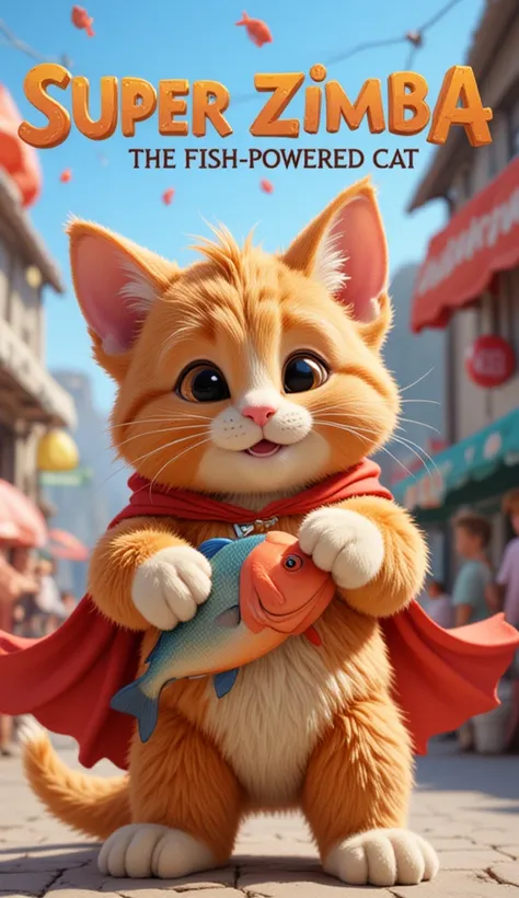 animation cover, Latest Cover Version of "Super Zimba: The Fish-Powered Cat" with a Playful, Cute, and More Mischievous Hero Costume! 🎉🐱

✅ No shirt, no logo – Letting the cat's fur be the highlight, looking natural and agile
✅ Small red cape – Adding a si...