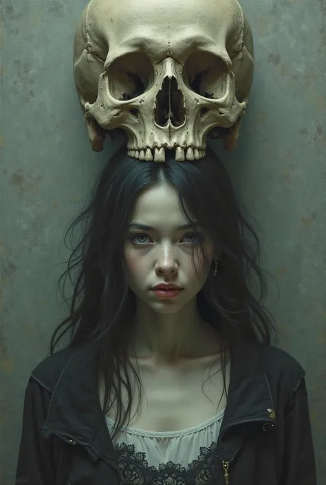 Skull behind girl