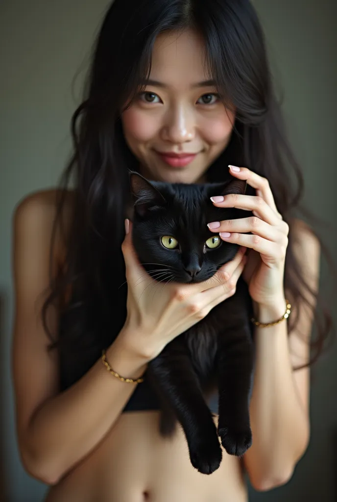 A girl asian showing black pussy with her organisms out 