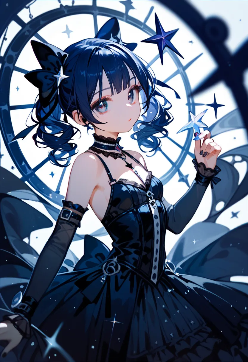 Score_9,Score_8_up,Score_7_up,highest quality,detailed,1 stars Gothic girl,idol,slim,small breasts,(beautiful detailed eyes)posing,universe