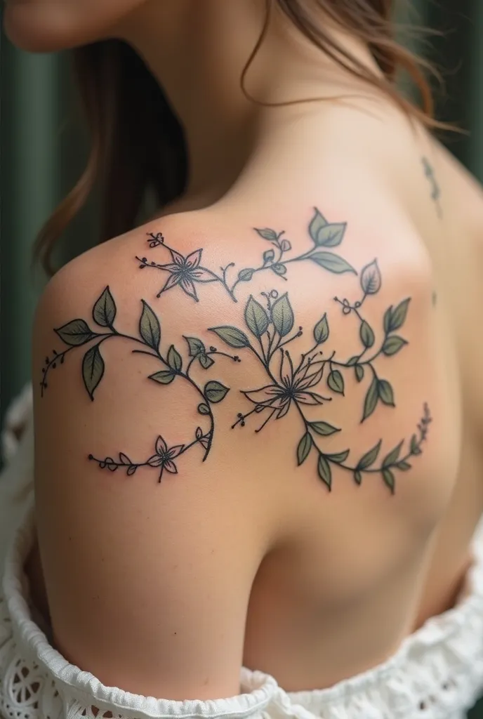 Ivy flower tattoo with the names Ivy and Leslie