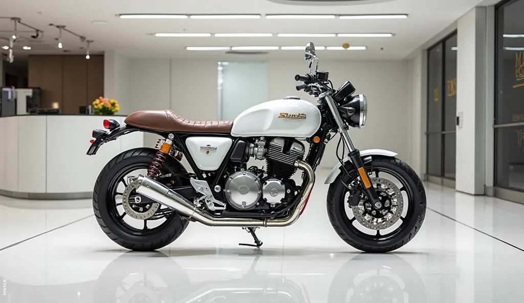 2025 Honda CB 350 modified in a luxury look at showroom,White colour 