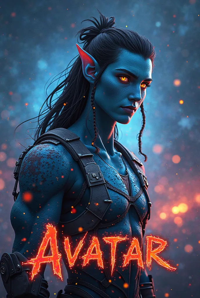 Make a poster with the theme of the movie avatar. Choose a protagonist, the background has to be the space where the action takes place and colors that accompany the protagonist and the typography. Put a striking title and interesting typography  