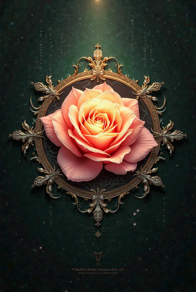 "Design a sophisticated logo for Moment Arabia Immortal Rose, featuring silver, gold, and green colors, with an elegant, timeless, and luxurious style symbolizing beauty and longevity." Glowing rose