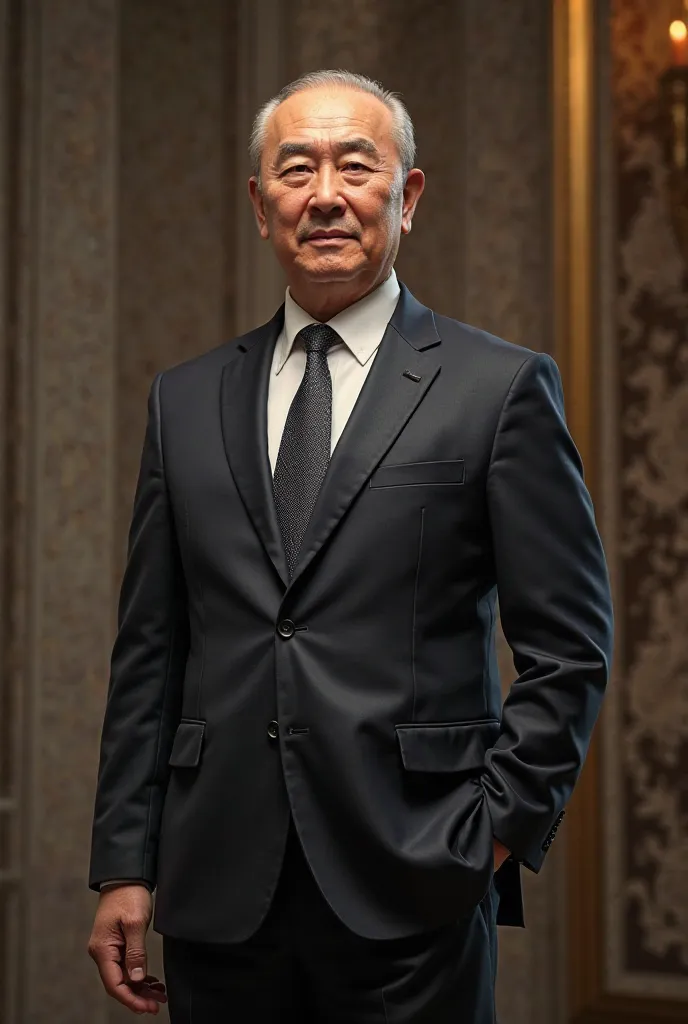 Can you create me a photo of the winner wearing a suit with the appearance of Nursultan Nazarbayev