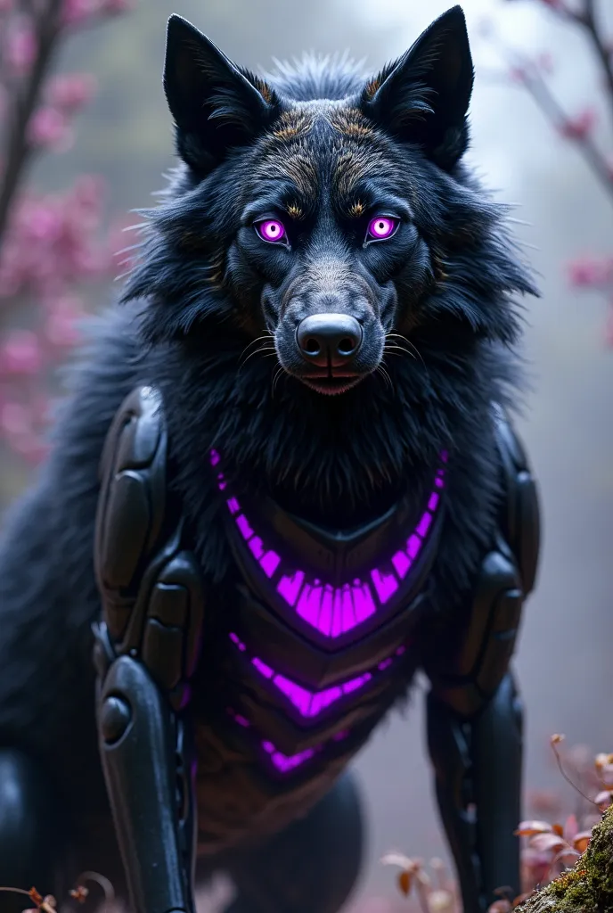 An Animatronic Lobo in black color with purple eyes and in the wolf's syrup has purple stripes on its belly too HE IS AN ANIMATRONIC 