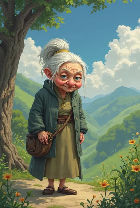 A cool old lady who looks like a Ghibli style old man even though her feet smell insanely bad