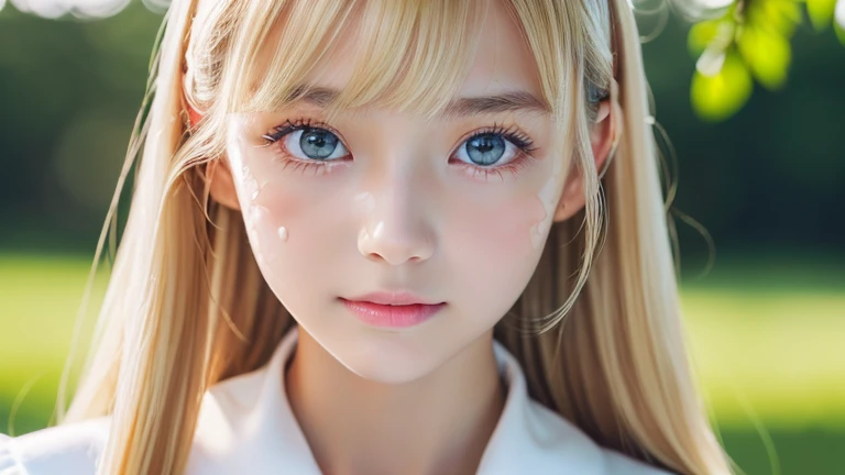  RAW photos 、(((( Extremely Beautiful Portrait )))、(((Glossy White Beautiful Skin ))、 1 girl、、sailor suit、 Pretty Beautiful 15-Year-Old Girl 、(( Glossy Natural Blonde ))、super long straight hair、Beautiful Bangs、very perfect and beautiful big clear super br...