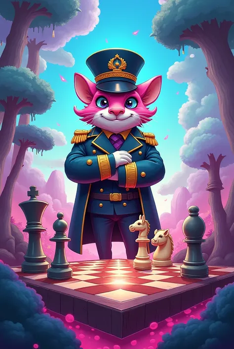 Tharz magic chess go go admiral picture in cartoon and have a word "magic tharz"