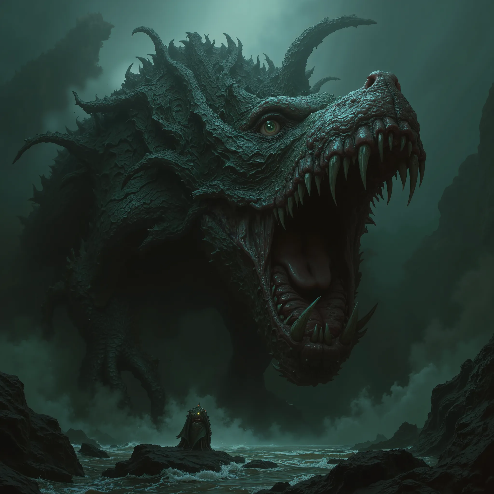 Terrible water monster, scary