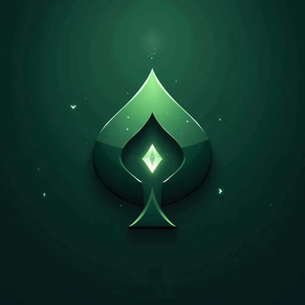 Green textured background，with a symbol of spades in the middle of the playing card，The center of the spades is inlaid(One)diamond，logo should include game coins or a small image of a peach heart，Embody the competitive nature of the league.  Use a minimali...