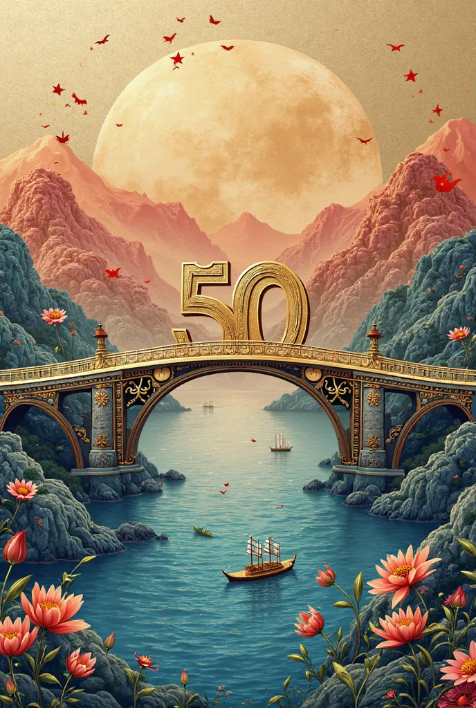 Design a theme
"Tongxin Bridge · Co-Chaosheng"
cross mountains and seas as a symbol of connecting bridges，bronze pattern engraved civilized dialogue，shows the deep friendship between the two countries that have watched and helped each other for 50 years。

...