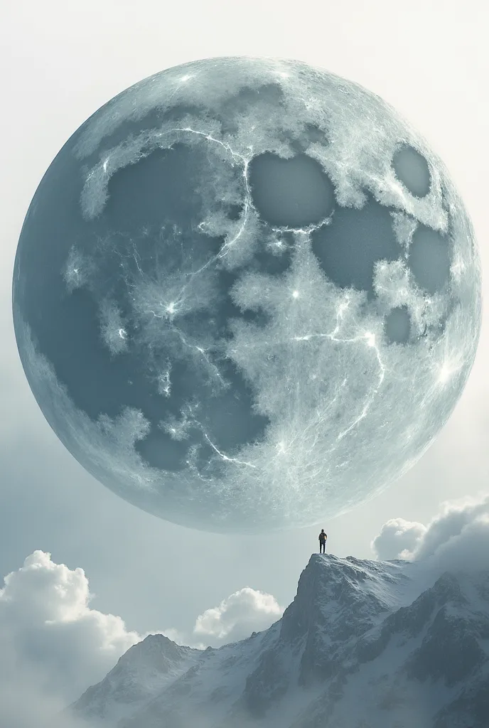 Giant moon with a mythical atmosphere on a white background