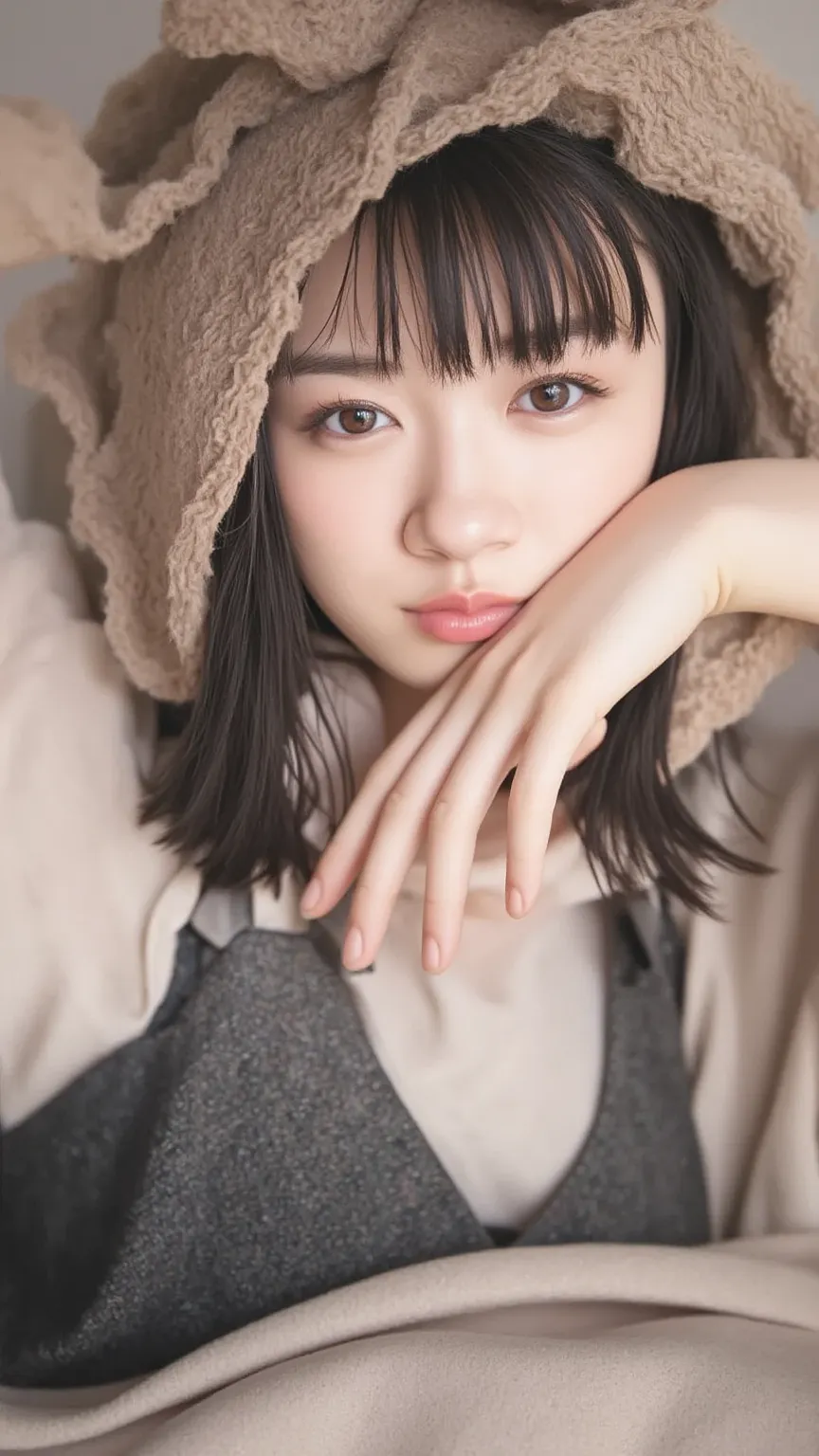 young Japanese female idol, High resolution , Detailed Color, detailed eyes , enchanting eyes,Natural Cosmetics, sweaty all over , The whole body is visible  , Hotel room ,Embarrassed , Showing armpits, beautiful armpits, hands behind head , Whole body ima...